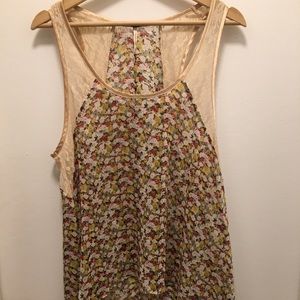 Free People size S high-low lace and sheer floral tank